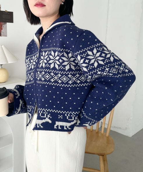 ノルディックカウチンジップニットカーディガン | CL2244021 | ブルー