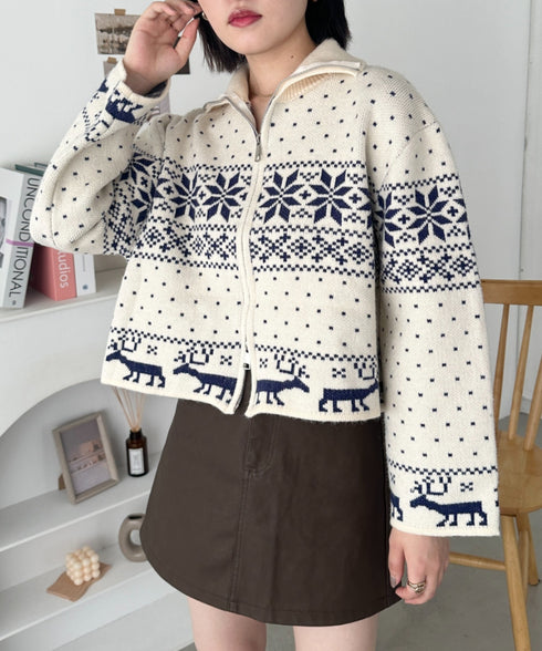 ノルディックカウチンジップニットカーディガン | CL2244021 | アイボリー