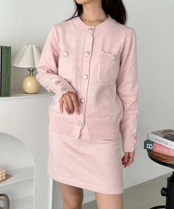 ゴールドボタンニットセットアップ | CL2243176 | ピンク