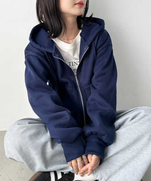 無地裏起毛ジップパーカー | CL2243189 | ネイビー