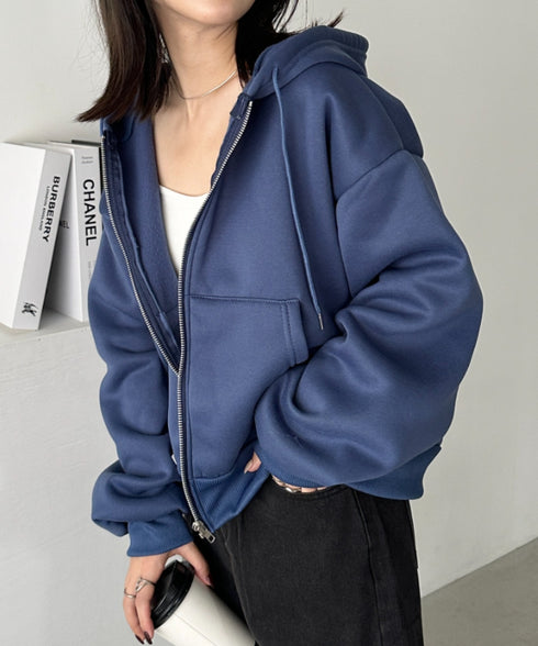 無地裏起毛ジップパーカー | CL2243189 | ブルー
