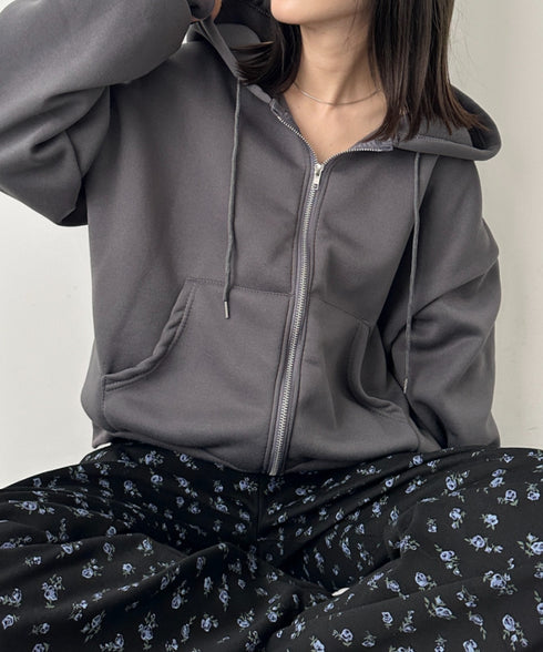 無地裏起毛ジップパーカー | CL2243189 | ダークグレー