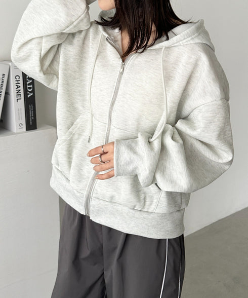 無地裏起毛ジップパーカー | CL2243189 | オートミール