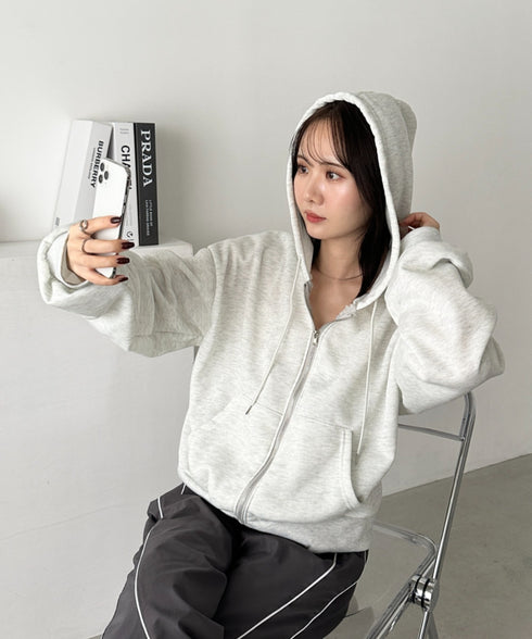 無地裏起毛ジップパーカー | CL2243189 | オートミール