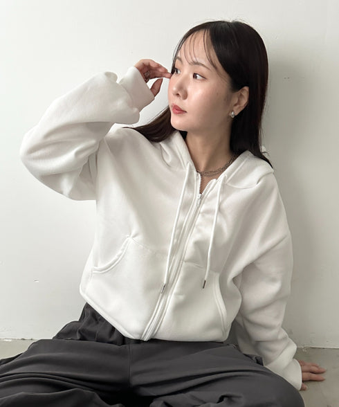 無地裏起毛ジップパーカー | CL2243189 | ホワイト