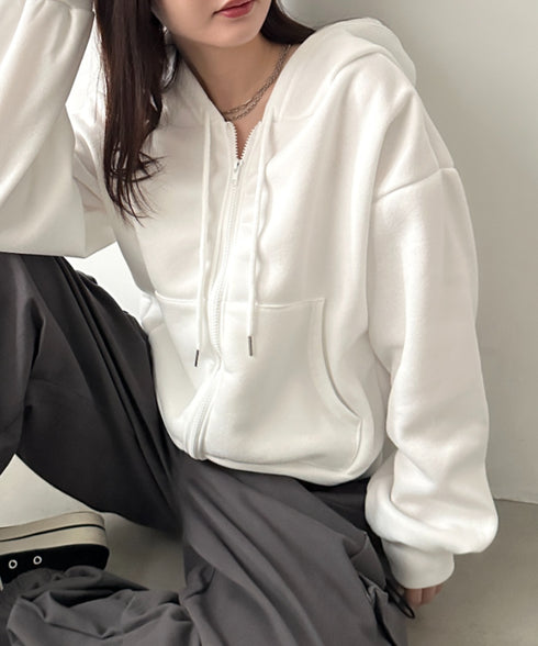 無地裏起毛ジップパーカー | CL2243189 | ホワイト