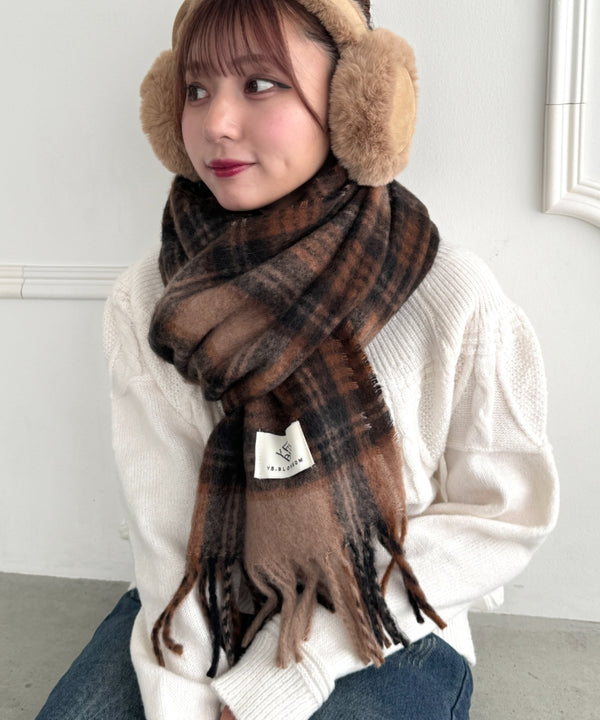 ボリュームチェックマフラー | NU6244114 | ブラウン