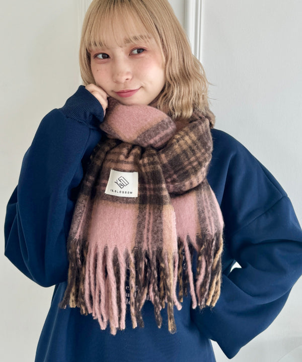 ボリュームチェックマフラー | NU6244114 | ピンク