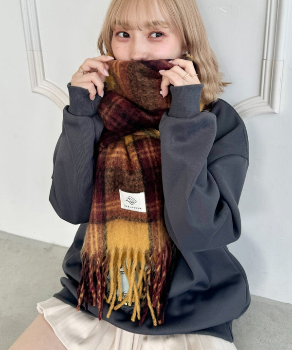 ボリュームチェックマフラー | NU6244114 | マスタード