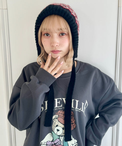 フェアアイル柄イヤーフラップビーニー | NU5244115 | ブラック