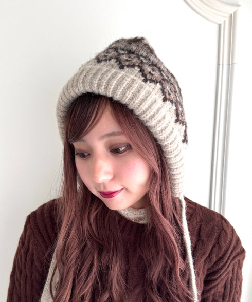 フェアアイル柄イヤーフラップビーニー | NU5244115 | アイボリー