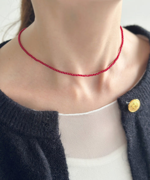 【4色展開】キラキラビーズチョーカーネックレス | SW4243080 | レッド