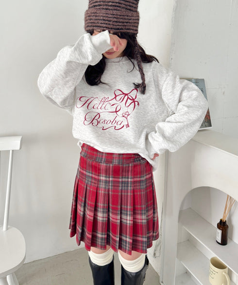 チェック柄プリーツミニスカパン | NU2246126 | レッド