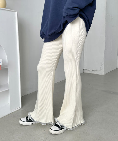 フリルレースリブニットパンツ | CL2244072 | アイボリー