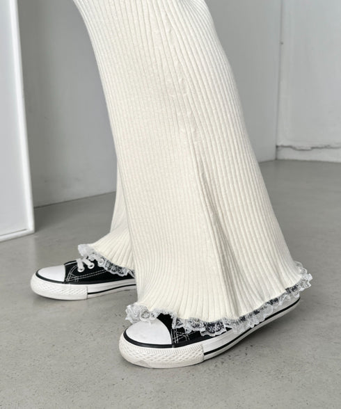 フリルレースリブニットパンツ | CL2244072 | アイボリー