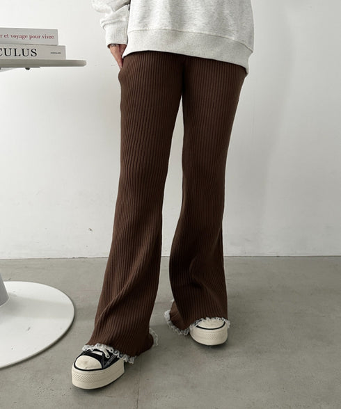 フリルレースリブニットパンツ | CL2244072 | ブラウン