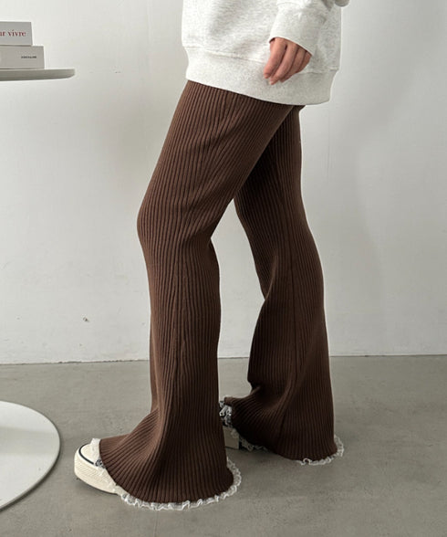 フリルレースリブニットパンツ | CL2244072 | ブラウン