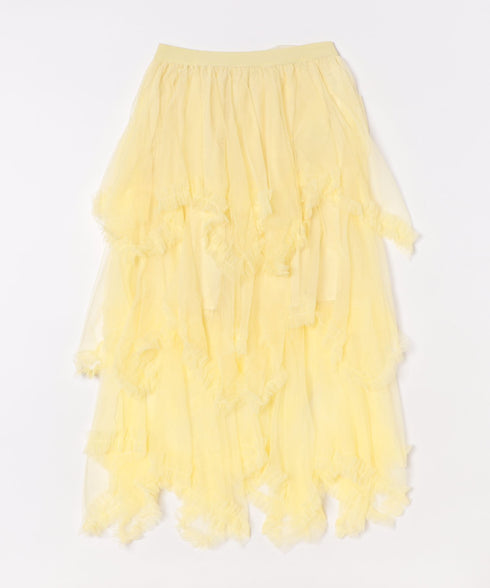 イレギュラーヘムボリュームフリルチュールスカート | NU2255022 | イエロー