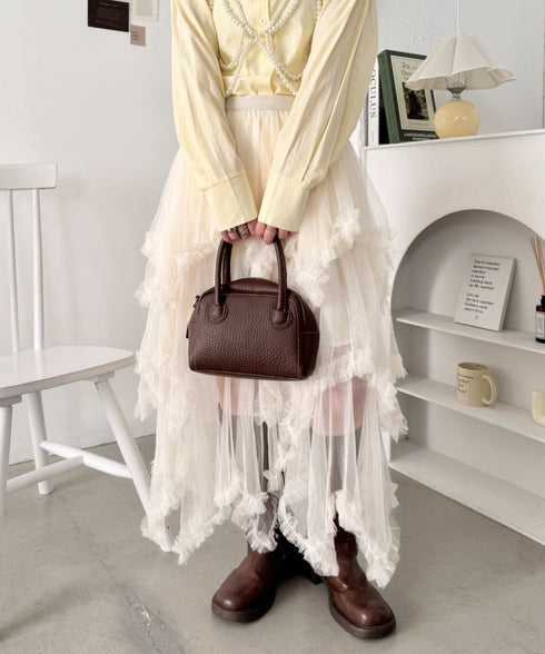 イレギュラーヘムボリュームフリルチュールスカート | NU2255022 | アイボリー