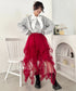 イレギュラーヘムボリュームフリルチュールスカート | NU2255022 | レッド