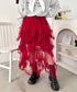 イレギュラーヘムボリュームフリルチュールスカート | NU2255022 | レッド