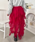 イレギュラーヘムボリュームフリルチュールスカート | NU2255022 | レッド