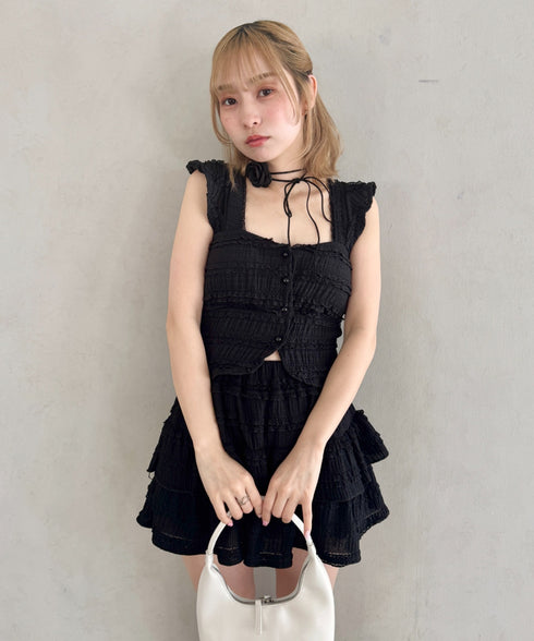 【5色展開】ホイップレースフリルミニスカパン | LO2255028 | ブラック