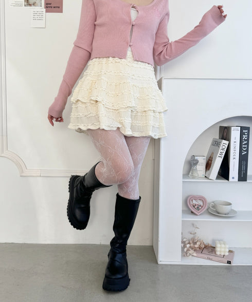【5色展開】ホイップレースフリルミニスカパン | LO2255028 | アイボリー