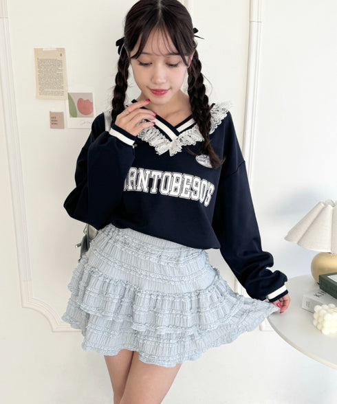 【5色展開】ホイップレースフリルミニスカパン | LO2255028 | ライトブルー