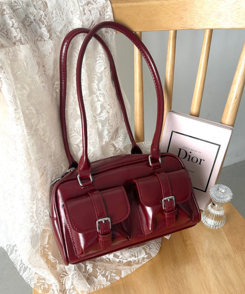 ダブルポケットロングハンドルPUバッグ | LO1255081 | レッド