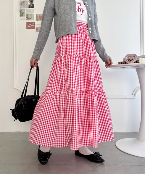 【関税込み】Burberry レッド チェック ミディアムスカート BURBERRYフレアースカート