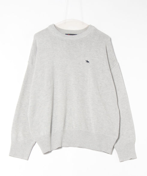 POLO CHAMPS(ポロチャンプス)/ポロチャンプス 別注 ワンポイント刺繍 クルーネック 長袖 オーバーサイズニット セーター | IM2244051 | グレー