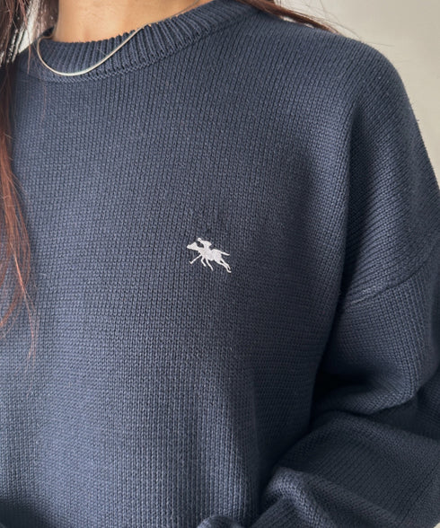 POLO CHAMPS(ポロチャンプス)/ポロチャンプス 別注 ワンポイント刺繍 クルーネック 長袖 オーバーサイズニット セーター | IM2244051 | ネイビー