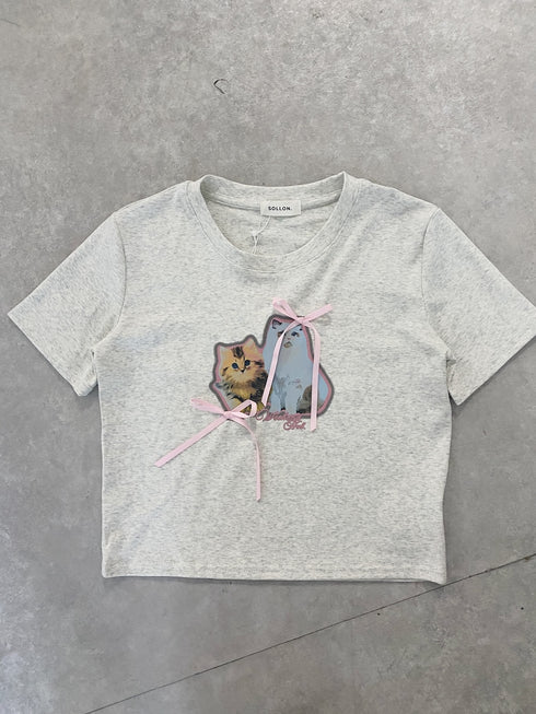 キャットリボンTシャツ | SL2252606 | ライトグレー