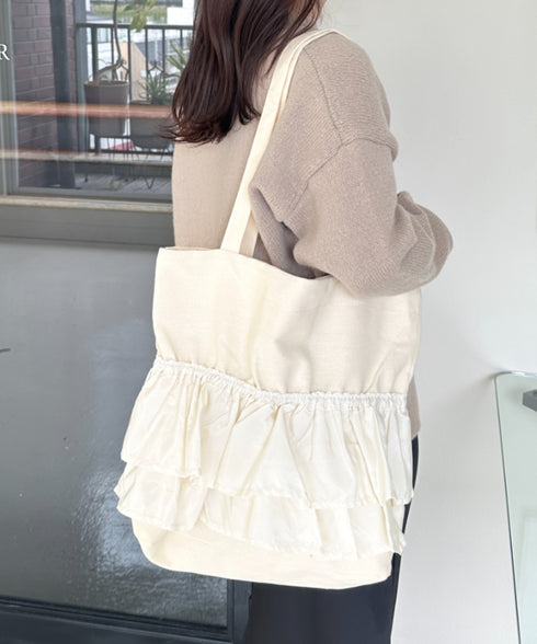 【A4サイズ対応】フリルトートバッグ | CL1251020 | アイボリー