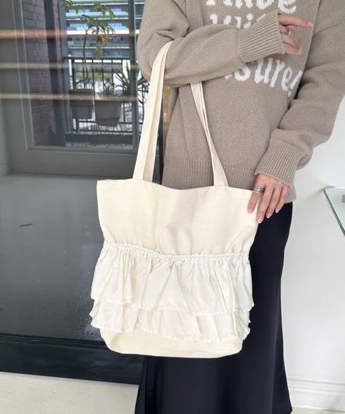 【A4サイズ対応】フリルトートバッグ | CL1251020 | アイボリー