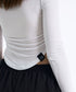 MUCENT(ムセント)/Uネック 裾ラウンド サイドシャーリング カットソー/Four Seasons See-through Signature Logo Yu-neck Shirring Tee | AT2251002 | ホワイト