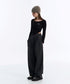 MUCENT(ムセント)/Uネック 裾ラウンド サイドシャーリング カットソー/Four Seasons See-through Signature Logo Yu-neck Shirring Tee | AT2251002 | ブラック