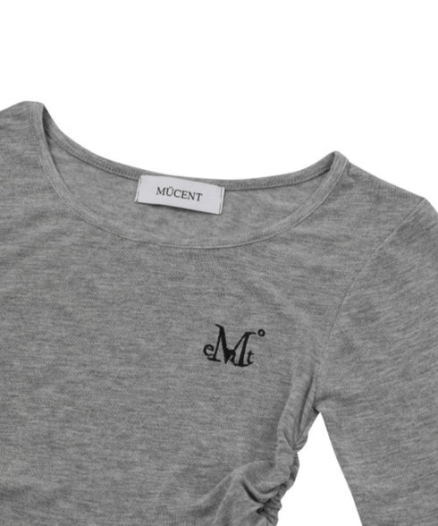 MUCENT(ムセント)/Uネック 裾ラウンド サイドシャーリング カットソー/Four Seasons See-through Signature Logo Yu-neck Shirring Tee | AT2251002 | グレー