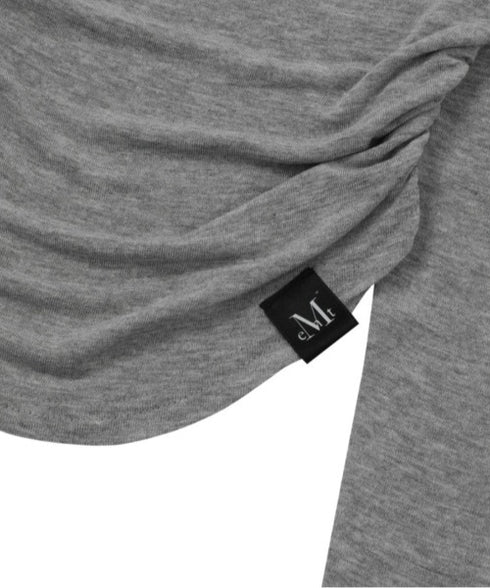 MUCENT(ムセント)/Uネック 裾ラウンド サイドシャーリング カットソー/Four Seasons See-through Signature Logo Yu-neck Shirring Tee | AT2251002 | グレー