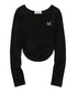 MUCENT(ムセント)/Uネック 裾ラウンド サイドシャーリング カットソー/Four Seasons See-through Signature Logo Yu-neck Shirring Tee | AT2251002 | ブラック