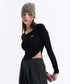 MUCENT(ムセント)/Uネック 裾ラウンド サイドシャーリング カットソー/Four Seasons See-through Signature Logo Yu-neck Shirring Tee | AT2251002 | ブラック