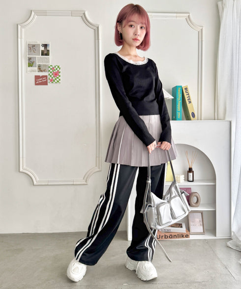 レース付き長袖インナートップス | NU2251059 | ブラック