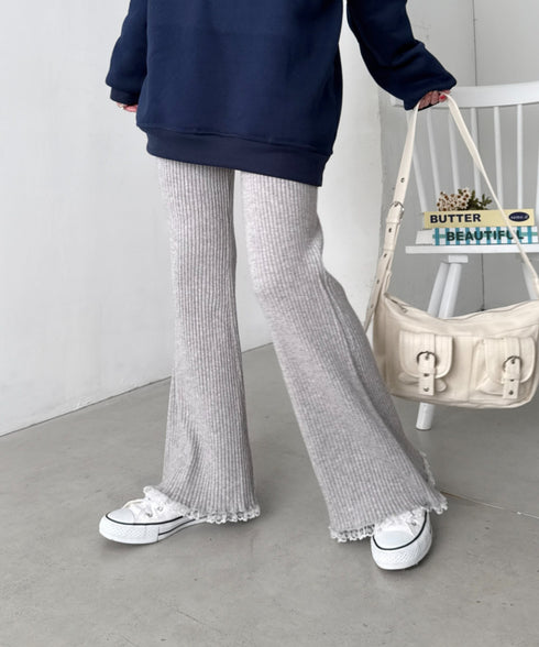 裾レースリブパンツ | NU2255076 | グレー