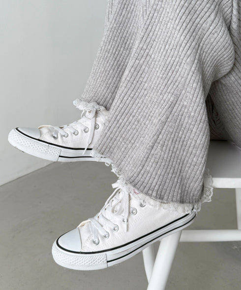 裾レースリブパンツ | NU2255076 | グレー