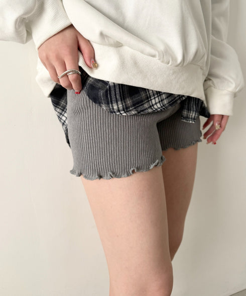 フリルリブニットショートパンツ | NU2255077 | グレー