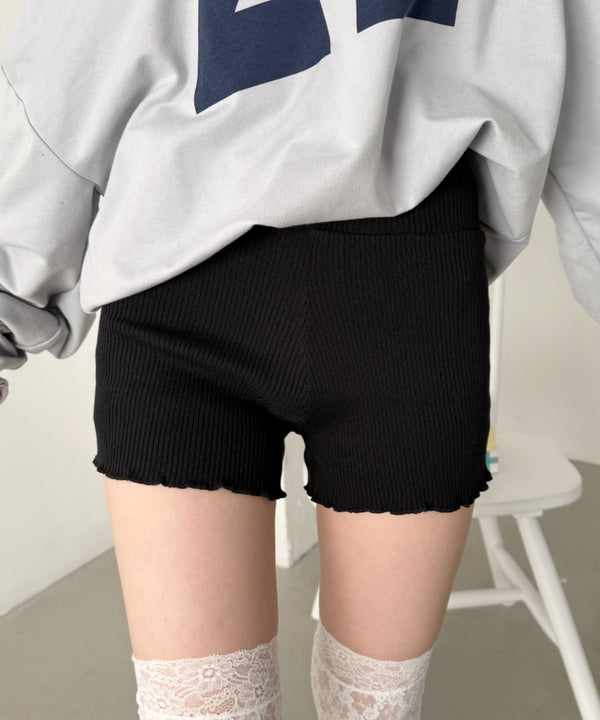 フリルリブニットショートパンツ | NU2255077 | ブラック
