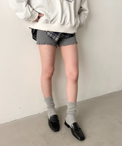 フリルリブニットショートパンツ | NU2255077 | グレー