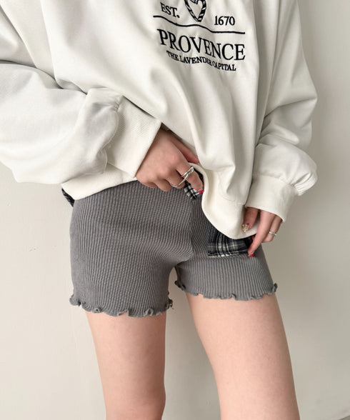 フリルリブニットショートパンツ | NU2255077 | グレー