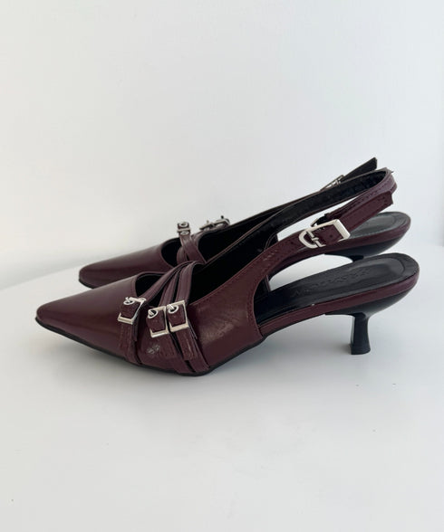 メニーベルトポインテッドミュールパンプス | LO3255134 | レッド